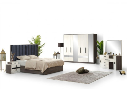Juego de lujo para dormitorio cama 2x mesitas de noche muebles completos 5 pz armario de lujo