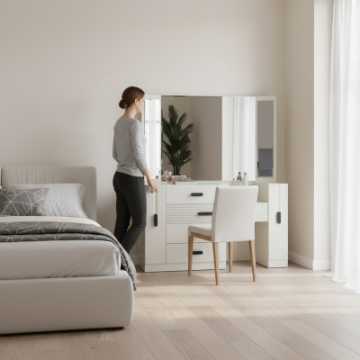 Diseño moderno mueble de lujo tocador con espejo dormitorio