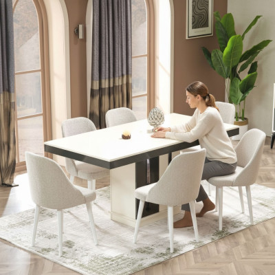 Conjunto de muebles de comedor de lujo con mesa de comedor y 6 sillas