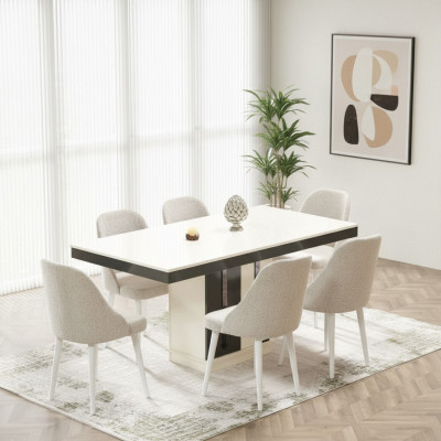 Conjunto de muebles de comedor de lujo con mesa de comedor y 6 sillas