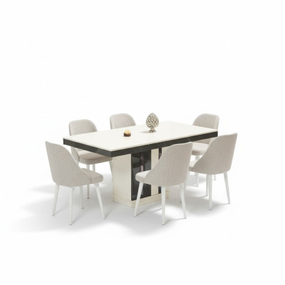 Conjunto de muebles de comedor de lujo con mesa de comedor y 6 sillas
