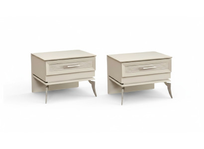 Cama moderna con 2 mesitas de lujo de diseño en madera