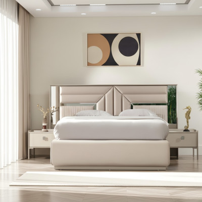 Cama matrimonial de diseño para dormitorio de lujo muebles de madera