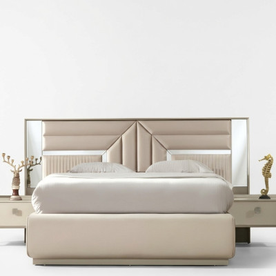 Cama matrimonial de diseño para dormitorio de lujo muebles de madera