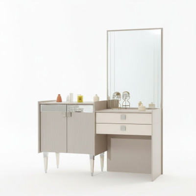 Mueble de tocador de lujo para dormitorio con espejo de diseño en madera moderna