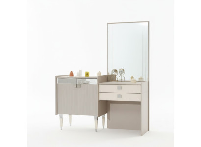 Mueble de tocador de lujo para dormitorio con espejo de diseño en madera moderna