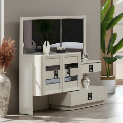 Mueble de tocador de lujo de madera con espejo diseño moderno dormitorio
