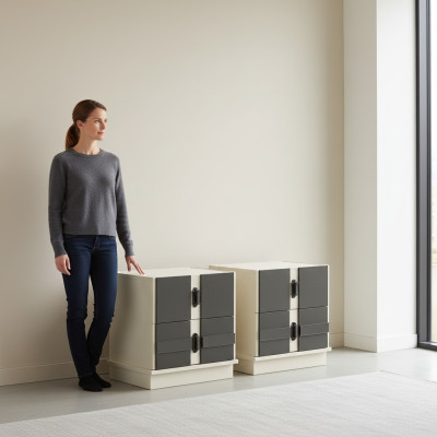 Diseño 2x mesitas de noche de madera mobiliario dormitorio decoración moderna