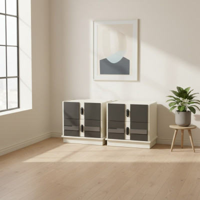 Diseño 2x mesitas de noche de madera mobiliario dormitorio decoración moderna