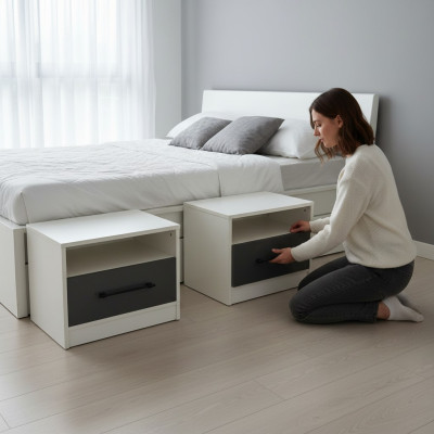 Juego de 2 mesitas de noche de madera para dormitorio muebles de lujo decoración completa