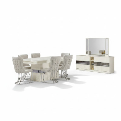 Juego de comedor de 7 piezas Mesa de comedor con 6 sillas Diseño moderno Muebles de lujo Completo