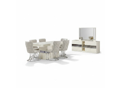 Juego de comedor de 7 piezas Mesa de comedor con 6 sillas Diseño moderno Muebles de lujo Completo