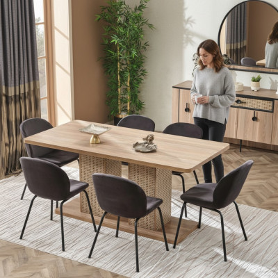 Juego de comedor 6x sillas mesa de comedor completo 7 pz diseño moderno de lujo