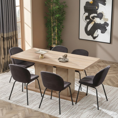Juego de comedor 6x sillas mesa de comedor completo 7 pz diseño moderno de lujo