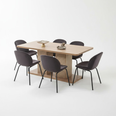 Juego de comedor 6x sillas mesa de comedor completo 7 pz diseño moderno de lujo