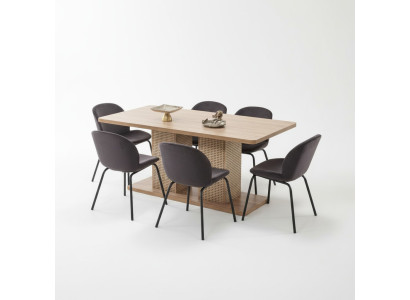 Juego de comedor 6x sillas mesa de comedor completo 7 pz diseño moderno de lujo