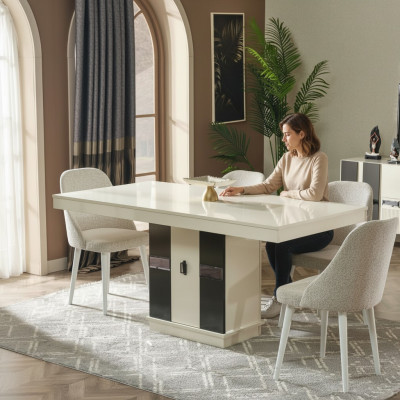 Conjunto de muebles de comedor moderno con mesa y 4 sillas de diseño