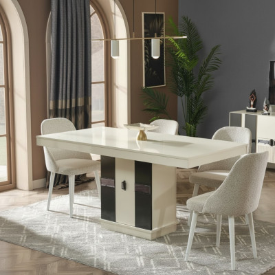 Conjunto de muebles de comedor moderno con mesa y 4 sillas de diseño