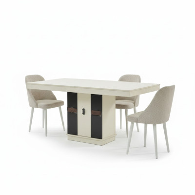 Conjunto de muebles de comedor moderno con mesa y 4 sillas de diseño