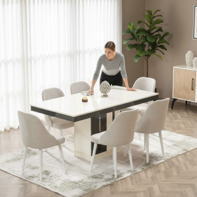 Mesa de comedor con 6 sillas móviles de madera moderna mesa de lujo