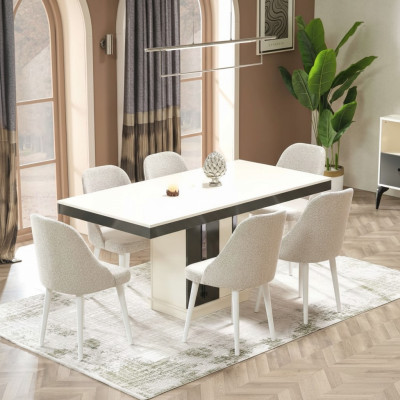Mesa de comedor con 6 sillas móviles de madera moderna mesa de lujo