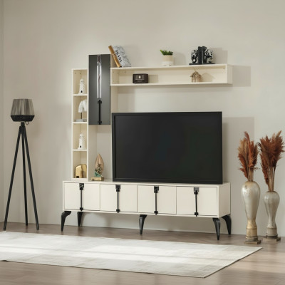 Conjunto de mueble de pared para TV móvil de 4 piezas en madera moderna