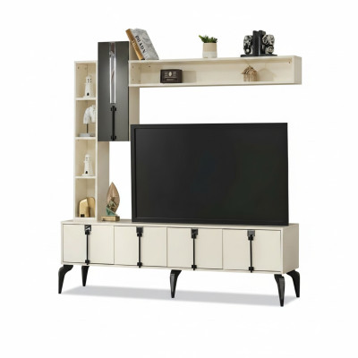 Conjunto de mueble de pared para TV móvil de 4 piezas en madera moderna