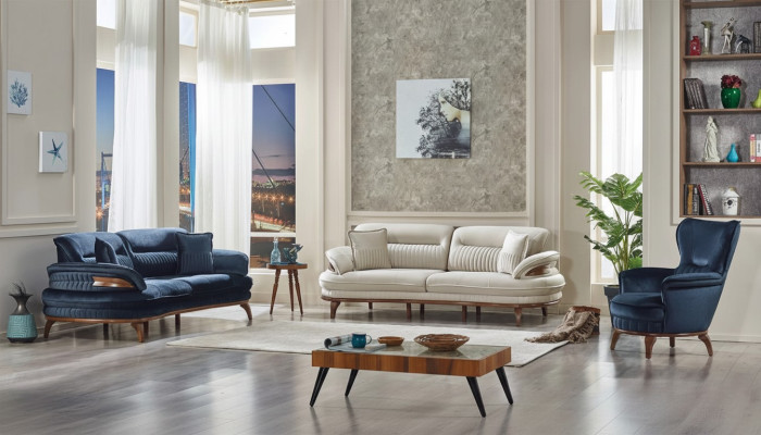 Conjunto de sofás de salón de 3 piezas en tela 2x sofás de 3 plazas moderno sillón muebles de lujo