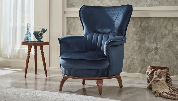 Sillón moderno azul para sala de estar diseño muebles tapizados lujo