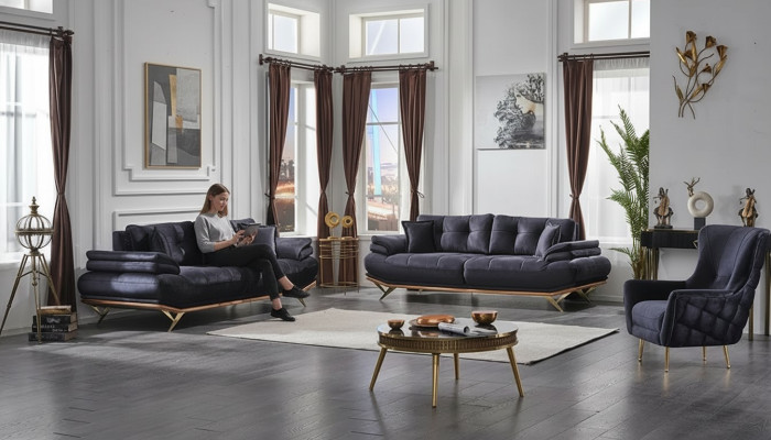 Juego de sofá 3+3+1 sillones de tela lujosa para sala de estar