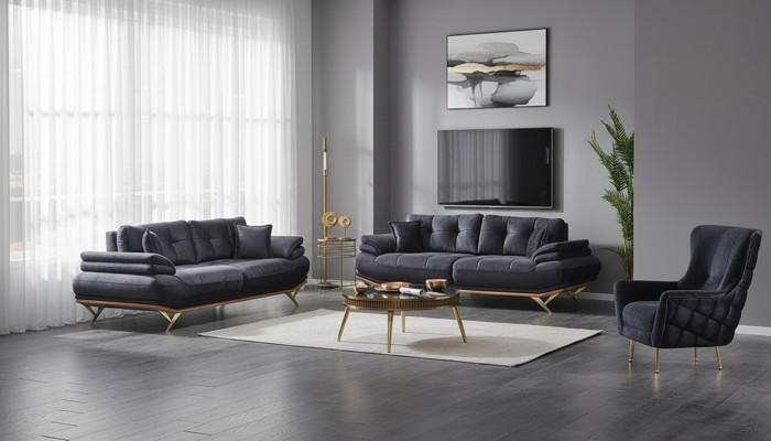 Juego de sofá 3+3+1 sillones de tela lujosa para sala de estar