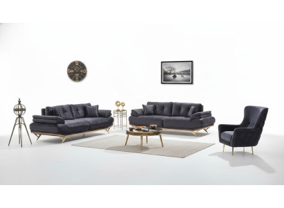 Juego de sofá 3+3+1 sillones de tela lujosa para sala de estar