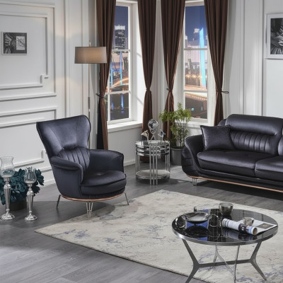 Sillón de tela negra para sala de estar, muebles tapizados, asiento lujoso