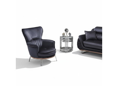 Sillón de tela negra para sala de estar, muebles tapizados, asiento lujoso