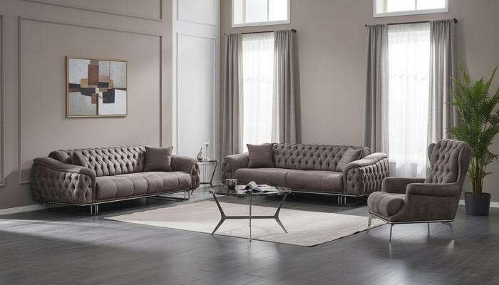 Juego de sofás de salón 3+3+1 asientos muebles tapizados en tejido lujoso