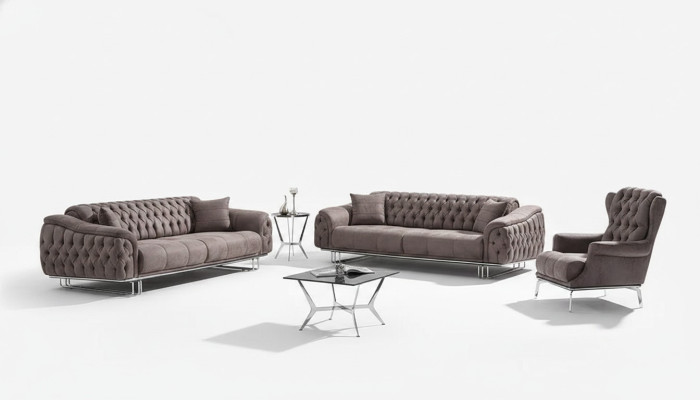 Juego de sofás de salón 3+3+1 asientos muebles tapizados en tejido lujoso