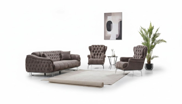 Diseño sofá de 3 piezas muebles tapizados lujosos tejido