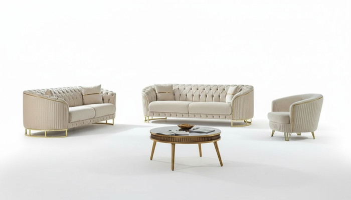 Sofá blanco 3+3+1 plazas moderno muebles tapizados en tela