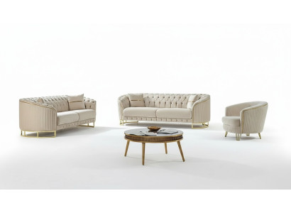 Sofá blanco 3+3+1 plazas moderno muebles tapizados en tela