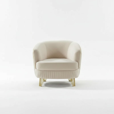 Sillón moderno blanco de tela acolchada para la sala de estar