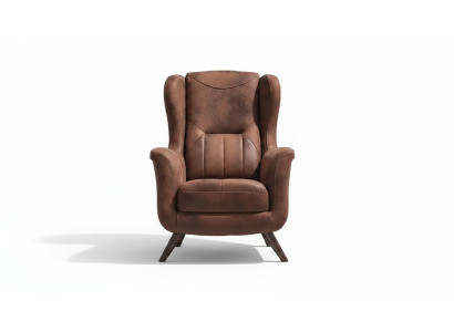 Sillón moderno de lujo para sala de estar tapizado en piel marrón
