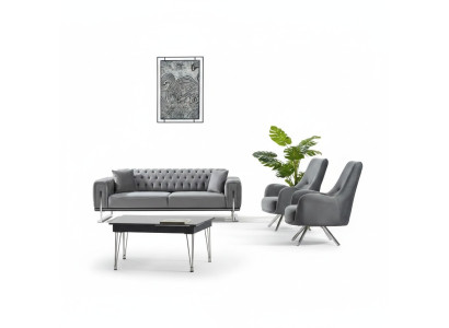 Muebles tapizados grises 2x sillones de diseño textil