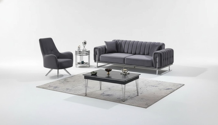 Juego de sofás de tela de 2 piezas Sofá Sillón Juego de rellenos Sofás modernos para sala de estar