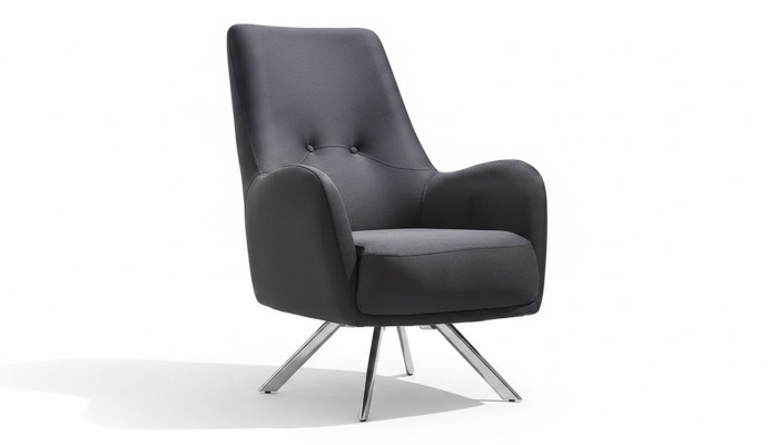 Sillón de diseño gris para sala de estar en tejido moderno