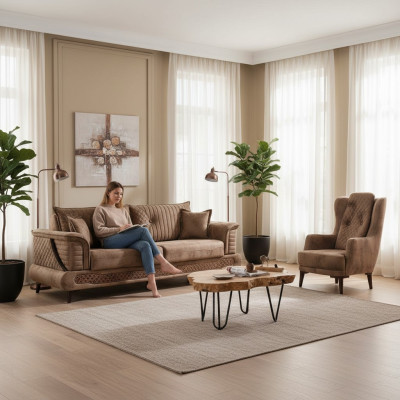 Juego de sofás de lujo 3+2 plazas para salón diseño en tejido