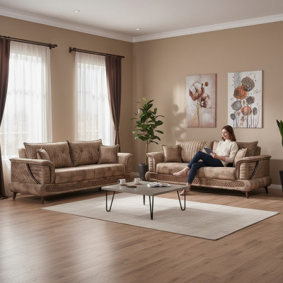 Conjunto de sofás 3+3 plazas diseño lujo sillones sofá salón