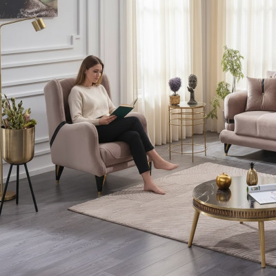 Sillón de lujo de tela para salón de diseño moderno