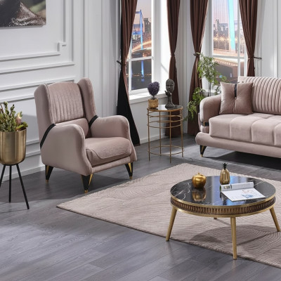 Sillón de lujo de tela para salón de diseño moderno