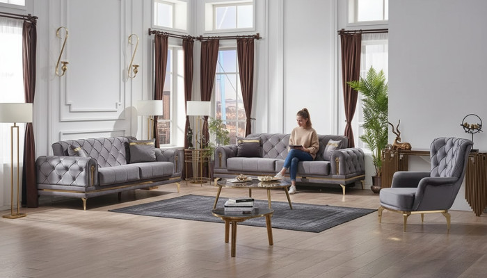 Sofá Chesterfield Completo 3+3+1 Plazas Chesterfield Lujo Salón