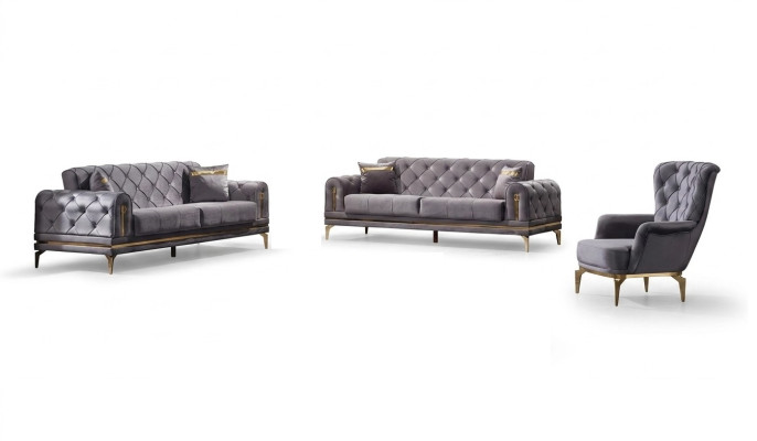 Sofá Chesterfield Completo 3+3+1 Plazas Chesterfield Lujo Salón